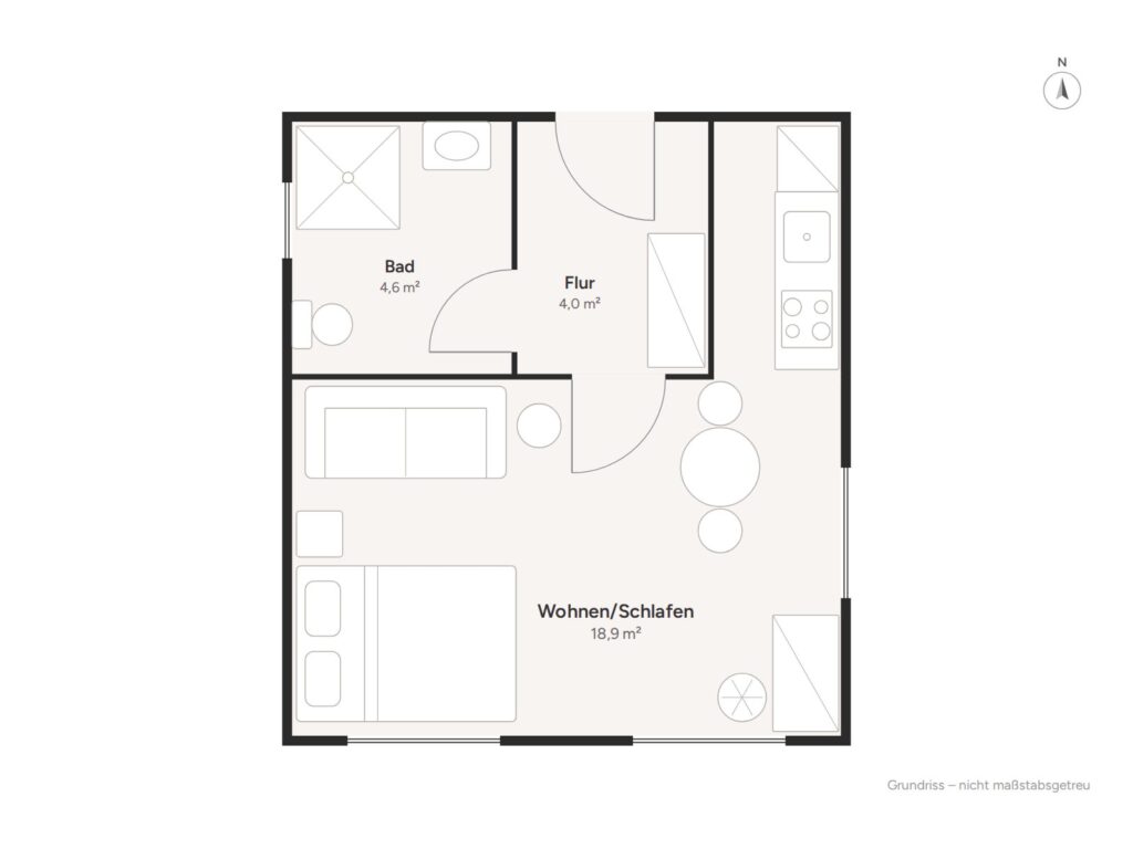 Grundriss Vermietetes 1-Zimmer-Apartment nahe TU Dresden