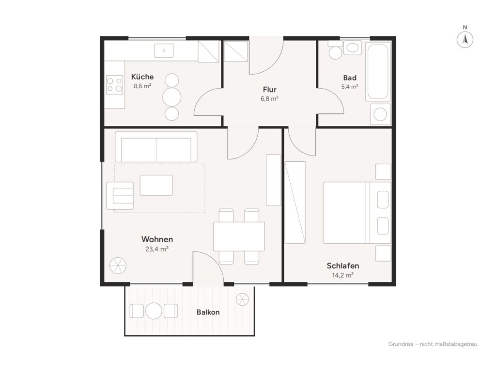 Grundriss Vermietete 2-Zimmer-Altbauwohnung mit Balkon in der Äußeren Neustadt